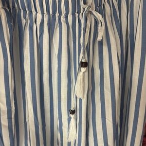 Blue and White Striped relaxed style pajama pants with Tassels